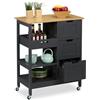 Relaxdays Carrello da Cucina con Ruote, Isola 3 Ripiani e Cassetti, Carrellino Portaoggetti HLP: 85x68,5x38,5 cm, Grigio