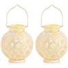 TRIROCKS Set di 2 lampade da tavolo in stile marocchino, in metallo, 17,8 cm, a batteria, senza fili, con lampadine a LED, perfette per casa, soggiorno, feste, da tavolo, interni (bianco latte con