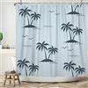 Bovlleetd Albero di Cocco Tenda da Doccia 180x180cm Stampa Paesaggio Hawaii Cocco Gabbiani - Design Isola Tropicale Impermeabile Lavabile in Poliestere Tende da Bagno con 12 Ganci per Vasca da Bagno