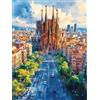 Generic 5D Diamond Painting Kit Santa Chiesa Diamond Painting Grandi Dimensioni Barcellona, 5D Kit Pittura Adulti Quadri Con Perline, DIY Full Drill Quadrato Diamantini Ricamo Decorazione Casa 40x60cm 0-5H96Z