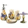 CLINGRE boutique shop uk Set da bagno in ceramica con stampa a farfalla, 5 pezzi, dispenser di sapone, portaspazzolino, 2 bicchieri e portasapone Set da bagno