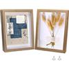 Houstimi Cornice portafoto 3D, 20 x 25 cm, in legno massello e vetro, profondità 1,5 cm, 2 pezzi, colore legno scuro