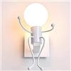 Mengjay Creativo Lampada da parete umanoide，applique da parete E27 Iron interno lampada vintage apliques luce da parete interno moderno per Corridoio,Camera da Letto, Cucina, Bar, Caffè,Ristorante.