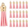 PATIKIL 1.5 Nappe Pelle Mini, 100Pz Ciondoli in Pelle Nappine Colorate Charm Portachiavi Con Cappuccio Dorato Per Decorative Borse Bracciali Creazione Gioielli Portachiavi, Rosa
