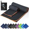 Jokisa 2 Set Asciugamano Microfibra (180x90cm Telo Grande+100x50cm Telo Palestra),Asciugatura Rapida e Senza Sabbia Telo Mare,Asciugamani Palestra Adatto per Fitness,Spiaggia，Nero - Arancione
