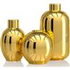 XMGZQ Set di 3 vasi in ceramica dorati lucidi, vasi decorativi moderni rotondi in oro per decorazione con erbe Pampas, camera da letto, ufficio, soggiorno, libreria, matrimonio, centrotavola per bagno