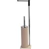 Eurocali Piantana Portarotolo in Metallo Cromato Lucido e Portascopino in Plastica Colore Opaco Made in Italy - Colori Assortiti (Beige)