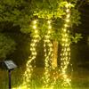 Acxilexy Solare Luci a Cascata, 10 Fili 2M 200 LED Fascio di Luce, 8 Modalità Filo di Rame, Impermeabili, Catena Luminosa per Giardino Matrimonio Patio Esterno