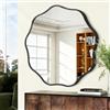HLFMVWE Specchio rotondo da parete ondulato nero, 60 cm, specchio decorativo circolare con cornice in metallo moderna per bagno, soggiorno, camera da letto, ingresso, corridoio, decorazione per la