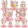 Goiern 9 Pezzi Rosa Rosegold 80 Compleanno Alveare Centro Tavolo Decorazione per Ragazze Buon 80 Compleanno Decorazioni Tavolo Festa Accessori Torta Compleanno Diciotto A