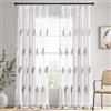 MIULEE Tende Trasparente per Interni con Fettuccia, Tenda Finestre con Motivo a Foglia Ricamata, Tende Voile per Camera da Letto Moderne Casa Soggiorno e Salotto 2 Pezzi 140x245cm Marrone