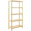 Brigros - Scaffale in Legno con Ripiani, Scaffale Salvaspazio in Bamboo con Design Moderno, Mobile Bagno in Legno di Bambu con Mensole, Mobile Cucina in bambù (Naturale, 5 Ripiani)