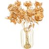 XIZHI 5 rose artificiali dorate, 50 cm, rose finte per fai da te, decorazione per la casa, feste e bouquet di nozze (rosa dorata)
