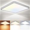 Fynokst Plafoniera LED Soffitto Dimmerabile 24W, 3200LM Lampada da Soffitto, 6000K/4000K/3000K, IP54 Impermeabile Quadrata Plafoniere, Per Tutti Gli Ambienti Casa, Diametro Ø30CM, Bianco Confezione 1