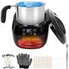 Ambesty Scaldacera Professionale,1L Fusciera Elettrica Display Digitale LCD con 150 Stoppino,Adesivo, Centratore e Cucchiaio,Scalda Cera per Candele,Kit Candele Fai da te Cera di Soia