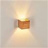 hofstein Lampada da parete Badajoz, lampada da parete moderna in legno/metallo in bianco/naturale, lampada angolare con diversi effetti di luce, lampada Up & Down, 1 luce, 1 x G9, senza lampadina/e