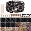 PH PandaHall 1640pz Kit Completo per Realizzare Braccialetti Kit Perline per La Creazione di Bracciali e Gioielli Fai Da Te Perline Nero Perlina Distanziatrici in Ottone per Collana Orecchini