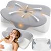 READAEER Cuscino ergonomico Cervical, 2 in 1, cuscino in memory foam, cuscino per dormire sul lato, schiena e pancia, 58 x 38 x 13/10 cm, 2 federe (grigio e bianco)