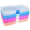 Qualsen Scatole Plastica con Coperchio, 15 Scomparti, 4 Colori | Scatola porta Oggetti Porta Minuteria con Divisori Regolabili, Trasparenti per Viti, Perline, Gioielli