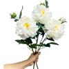Urier 3 peonie bianche, fiori artificiali in seta con steli, fiori invernali artificiali per decorazione, fiori artificiali a stelo lungo per vaso alto, centrotavola per matrimoni, decorazione per feste