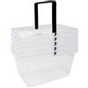 Gerso Set 5 Cestini Spesa Plastica 20L con Manici, Larghezza 40cm, Impilabili - Trasparente
