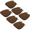 Generico Cuscino per Sedia Semicircolare in Velluto A Coste Lavabile 43x41x35 Cm con Fondo Antiscivolo e Lacci per Sedie da Giardino, Sedie da Pranzo o Sedie da Ufficio,Marrone,6PCS