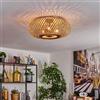 hofstein Plafoniera Bauro, lampada da soffitto in metallo/bambù in nero/naturale, lampada in stile boho moderno, design scandinavo, paralume Ø 50 cm, con effetto luce sul soffitto, 3 x E27, senza lampadine