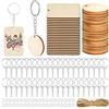 CALLYSONIC Set di 40 portachiavi in legno da 5 cm - Tondi e quadrati - Con foro - Per lavori artigianali, decorazioni da appendere, decorazioni natalizie (colore legno)
