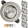 Aulaiyi 3CCT Faretti LED da Incasso per Cartongesso 230V Dimmerabile 68mm 5.5W IP44 Faretto Incasso Ultra Piatti Faretti LED Soffitto Ruotabile a 45° per Bagno, Set di 4 Spazzolato