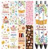 Peacoblue UV DTF Pen Wraps Transfer Sticker Books And Flowers Words - 48 adesivi adesivi UV DTF impermeabili ad alta definizione per artigianato personalizzato di matite e penne