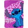 CARTOON Plaid Bambini Disney Stitch rosa 100 x 140 cm copertina morbida in pile 100% Poliestere 220 GSM calda e leggera ideale per cameretta lettino o divano
