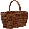 UNUS Cestino per la spesa effetto rattan, durevole e resistente alle intemperie, ideale per la spesa, picnic e conservazione, cestino in plastica con manico robusto, medio, marrone