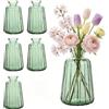 Otauoaea Set di 6 Mini Vasi in Vetro - Tavola Decorazioni Matrimonio di Nozze, Vintage Vaso Vetro Trasparente, Vasi Piccoli Decorativi, Centrotavola Vetro, Decorazioni Fiori, Verde