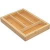 Avilia Vassoio Portaposate Estendibile - Organizer Porta Posate da Cassetto con 6 Scomparti, in Bambù, 12x35x45cm, Beige