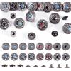 Craftdady Set di 16 rivetti decorativi in lega con viti piatte e rotonde, imitazione turchese, fibbia vintage, chiusura con gemme per borse, pelle, artigianato, decorazione, argento antico