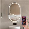 Ratsamee 50x80cm Bluetooth Ovale Specchio Bagno con Luce, 3 Colori Dimmerabili, Antiappannamento, Memoria, Touch Control, Montaggio a Parete - Specchio Trucco con Illuminazione