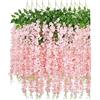 OUKEYI Ghirlanda di fiori artificiali di glicine, 12 m, in seta, da appendere, per interni ed esterni, casa, giardino, Natale, decorazione per feste di nozze (rosa)