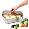 YNNHUDEEP Contenitore per pizza in acciaio inox con coperchio, accessorio per pizza - per pasta di pizza e pane, con coperchio per pasta di pane, frutta, insalata, torte, frigorifero