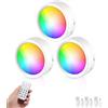 Yohiioyo Luci a disco ricaricabili con telecomando, 13 colori cangianti, dimmerabili, luci a spinta, luci a LED senza fili, per armadio, camera da letto, armadio e aula, confezione da 3