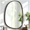 Lzuso Grande specchio da parete asimmetrico con cornice in legno irregolare, moderno e unico, specchio da parete ovale decorativo, vanità, bagno, soggiorno, camera da letto, ingresso, corridoio, specchio