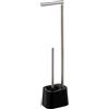 BAKAJI Portarotolo con Portascopino in Acciaio Colore Nero, Porta scopino e Rotolo con Spazzolone Salvaspazio per Arredamento Bagno, Design Moderno, Accessori Casa Carta Igienica, 16 x 12 x 65 cm