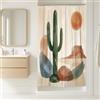 Generic Tenda da doccia con cactus, deserto astratto sole montagna estate verde poliestere impermeabile tenda da bagno panno decorazione per bagno camera degli ospiti 91 x 183 cm