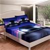 Tbrand Set di lenzuola per auto sportive e auto, set di biancheria da letto per bambini e ragazze, set di biancheria da letto blu e nero con angoli elasticizzati collezione 2 pezzi per letto singolo