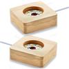 Yuchengxiang Confezione da 2 basi in legno per esposizione di luci a LED, base illuminata da scrivania, con USB, forma quadrata, supporto per esposizione 3D in cristallo e resina (luce bianca calda)