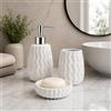 Virtime Set Accessori Bagno 3 Pezzi in Ceramica Lucida Modello Incas, Dispenser Sapone Liquido, Porta Spazzolini e Porta Saponetta (Bianco)