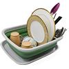 SAMMART Scolapiatti pieghevole in plastica da 8 litri con scolapiatti, set di stendibiancheria pieghevole, organizer portatile per stoviglie, vassoio salvaspazio da cucina (grigio/verde mare scuro, 1)