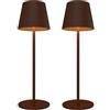 Ledvion - 2x Lampade da Tavolo LED Ricaricabili, Marrone, Dimmerabili 2700K-5000K, 200 Lumen, IP54, Batteria 4400mAh, Controllo Touch, Regolabili, USB-C, Uso Interno & Esterno, Nyra