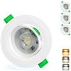 Aulaiyi Faretti LED da Incasso per Cartongesso Orientabili 230V, 5W 500LM Faretto Incasso Regolabile 3CCT, IP44 Faretti LED Soffitto Ultrasottili per Bagno, Foro Ø68-80mm, Set di 3 Bianco