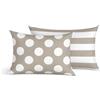 BIANCHERIAWEB Coppia Federe Cuscino Letto Double Face 100% Cotone Disegno Pois GI Federe Beige