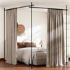 COSTWAY Tenda Divisoria Senza Trapano, Parete Divisoria per Interni con Asta Regolabile 120-314 cm(A) 73-360 cm(L), Bastoni Tende in Metallo per Soggiorno, Camera da Letto e Balcone (Nero)
